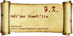 Héder Kamélia névjegykártya